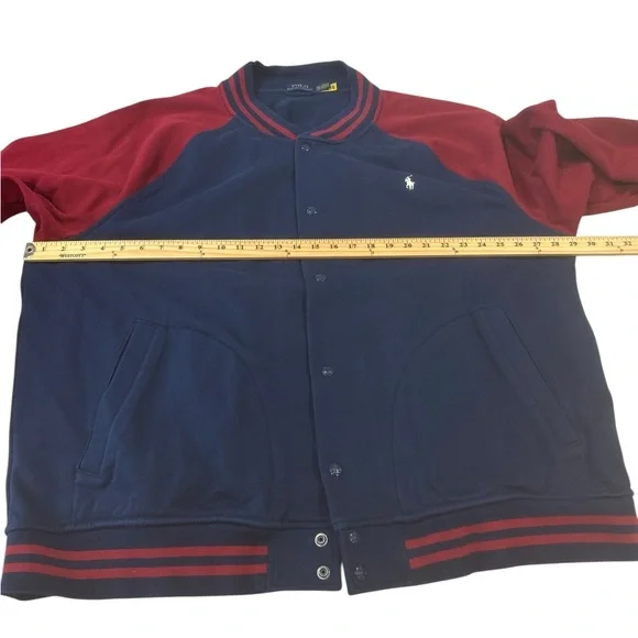 Polo Ralph Lauren mens Fleece Baseball Jacket Big & Tall size 3XB Navy Red Prepp